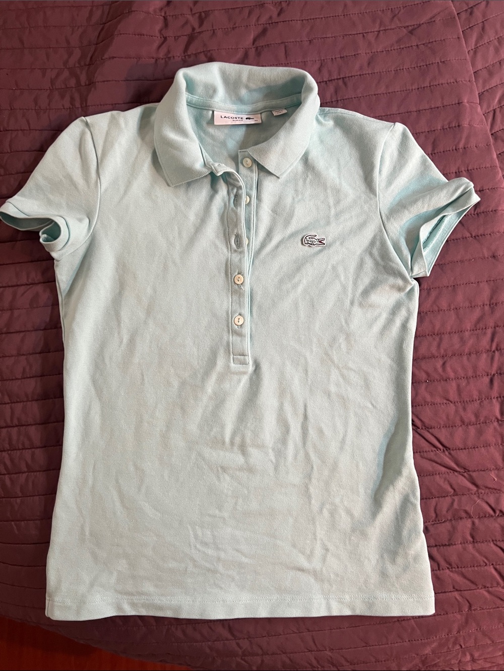 Lacoste mint green Polo Shirt size 32 slim fit small size